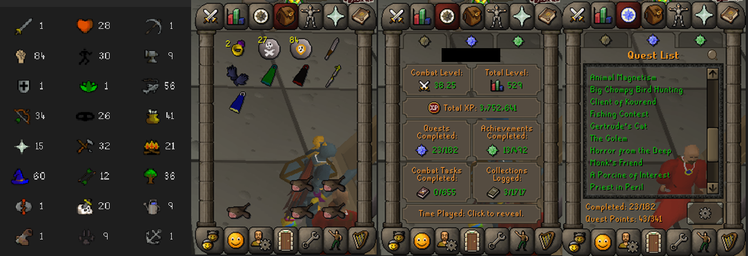 OSRS Pure Account | 84 Strength, 28 HP | Mith gloves
